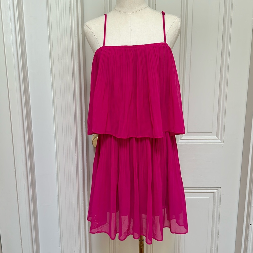 Hot pink pleated romper